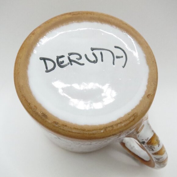 Demitasse Set F.I.C. Deruta Italy Cups Tray Majolica Floral Terracotta Tin Glaze - Picture 16 of 16